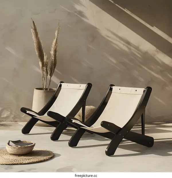 Minimalist Black Folding Chairs on Patio