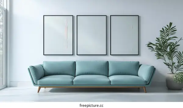 Modern Living Room Mockup with Empty Frames