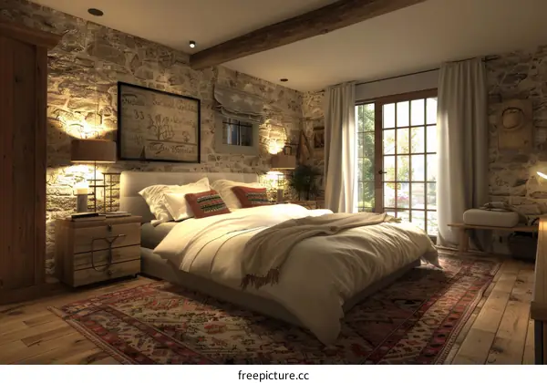 Rustic Stone Bedroom Interior Design