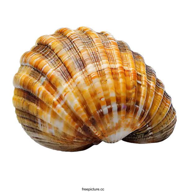 [Transparent Background PNG]A beautiful seashell with orange and white stripes.