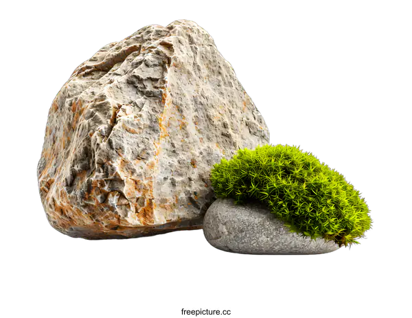 [Transparent Background PNG]Close Up of Green Moss Growing on Stone