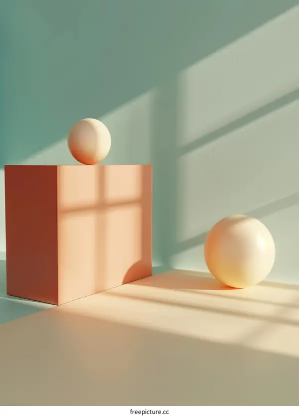 Abstract 3D Composition with Spheres and Cube