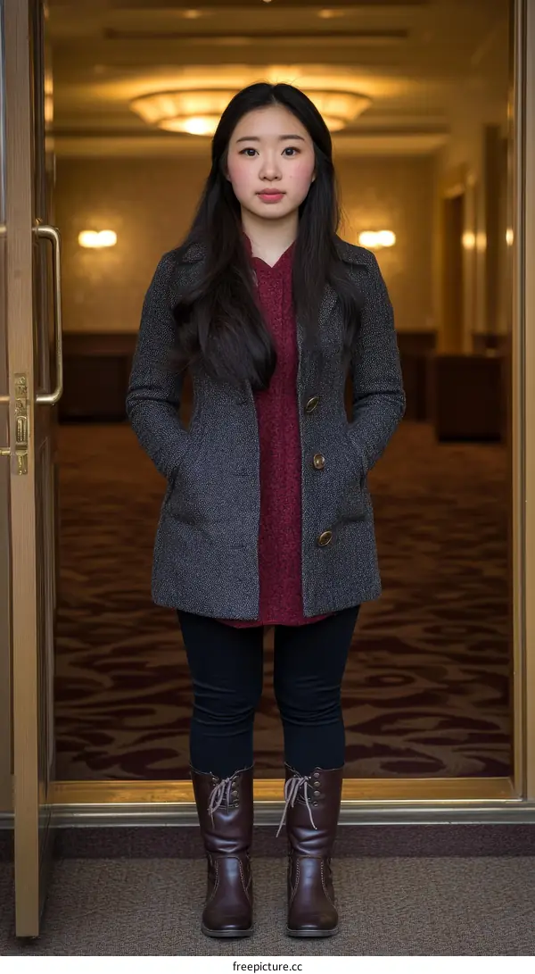 Asian Woman in a Stylish Winter Outfit