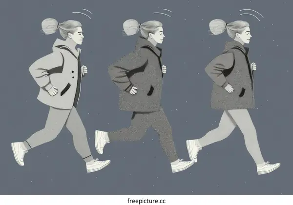 Three Women Running in Winter Clothes