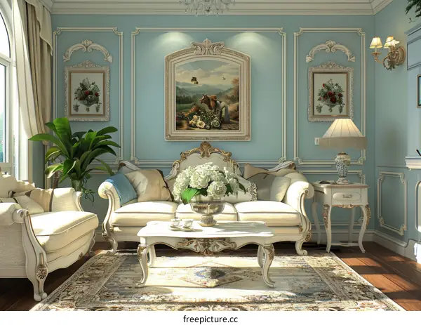 Classic French Interior Living Room Illustration