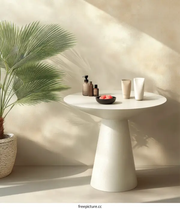Minimalist Spa Table with Natural Elements