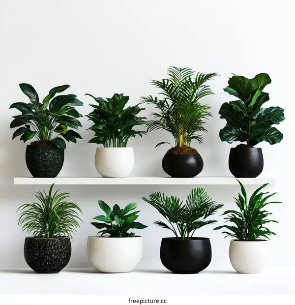 Stylish Indoor Plants Display on Shelves