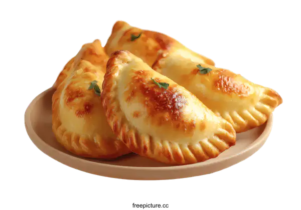 [Transparent Background PNG]Delicious Baked Empanadas on a Plate