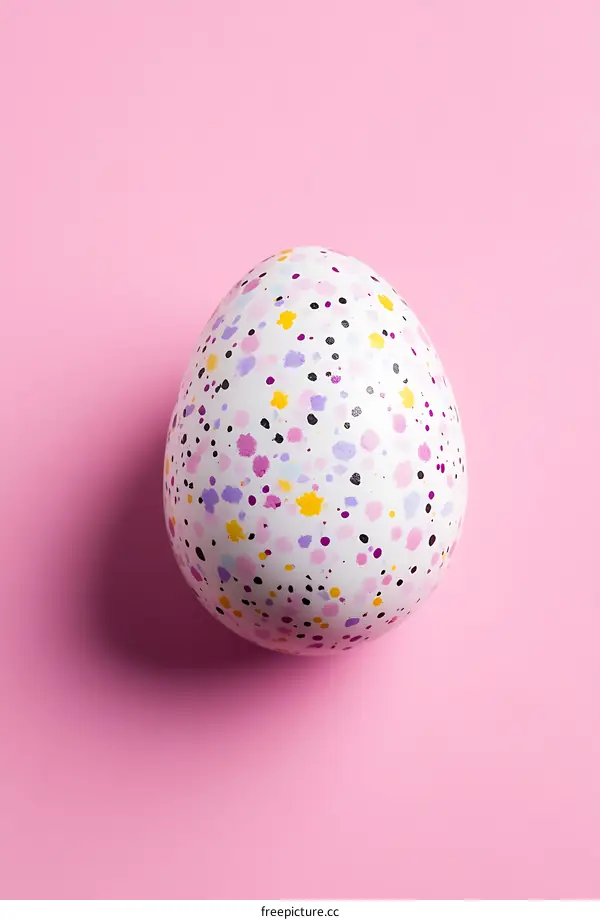 Colorful Easter Egg on Pink Background