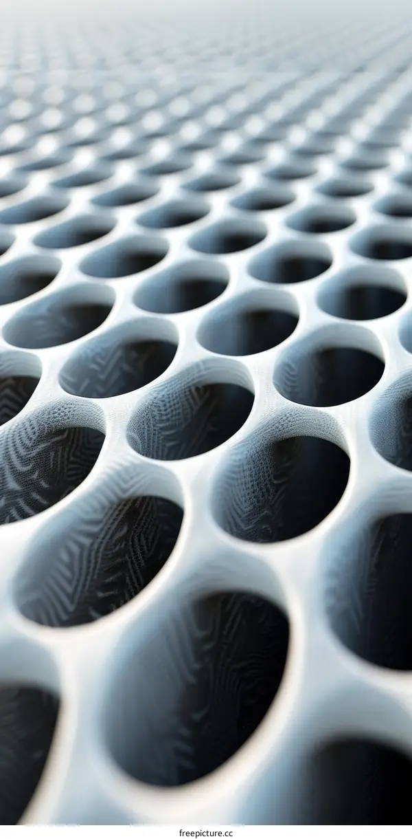 3D rendering of a surface with a regular pattern of holes