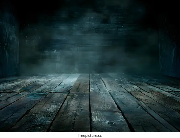 Dark Wooden Floor With Smoke Background