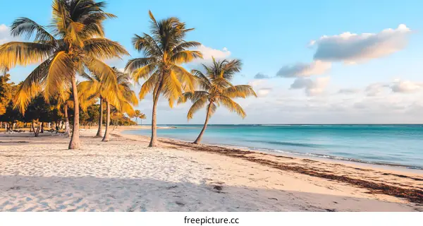 Tropical Beach Paradise with Palm Trees and Turquoise Water