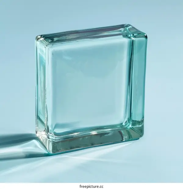 glass block on blue background