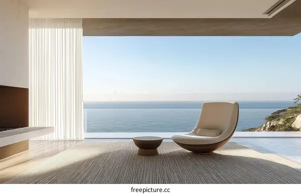 Modern Coastal Living Room with Ocean View