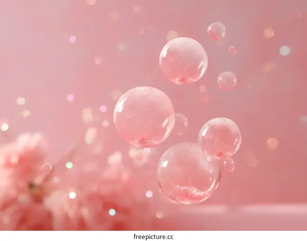 Beautiful Pink Bubbles Against a Soft Pink Background