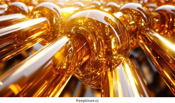 Abstract Golden Interconnected Tubes