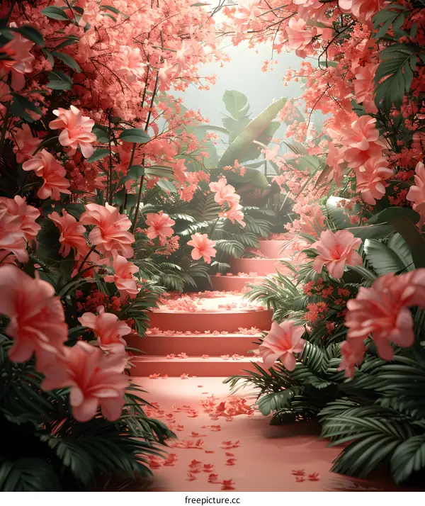 A pink flower garden