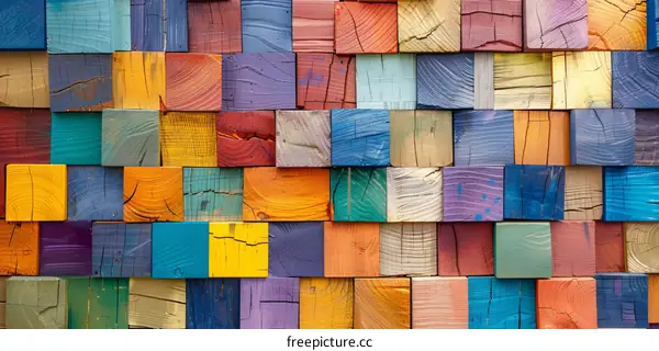 Colorful wooden blocks background