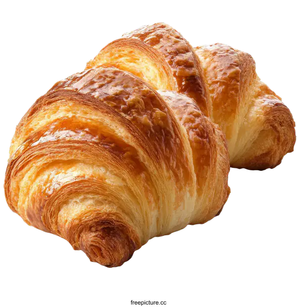 [Transparent Background PNG]Two Freshly Baked Croissants on White Background