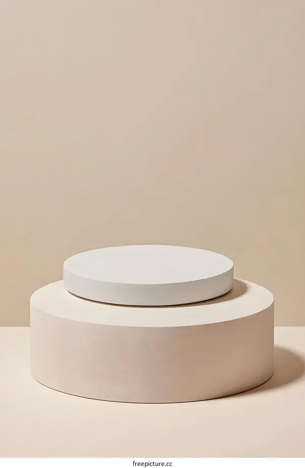 Minimalist Product Display Stand With Two Circular Platforms