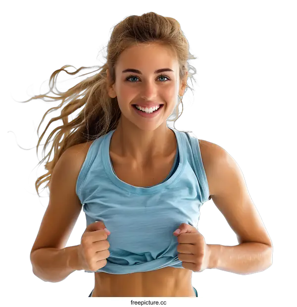 [Transparent Background PNG]Smiling Woman After Workout
