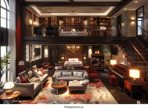 Luxury Multi-Level Mansion Living Room