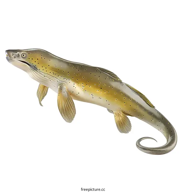 A life-size illustration of a Devonian fish