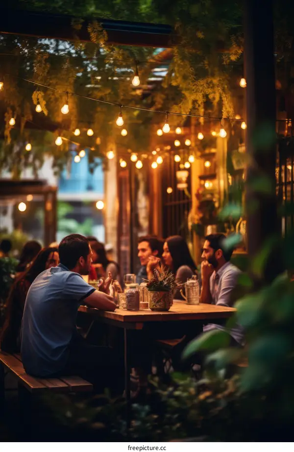 Friends gathering at a restaurant