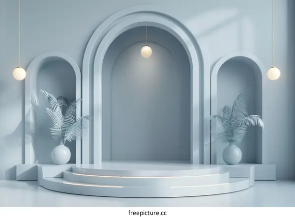 Minimalist Light Blue Modern Archway Display Background