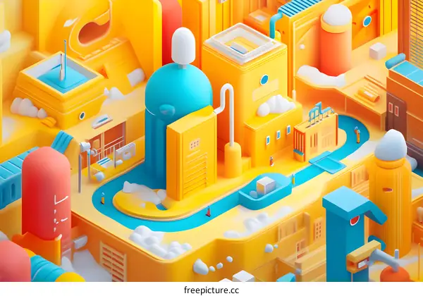 Abstract Isometric City Illustration