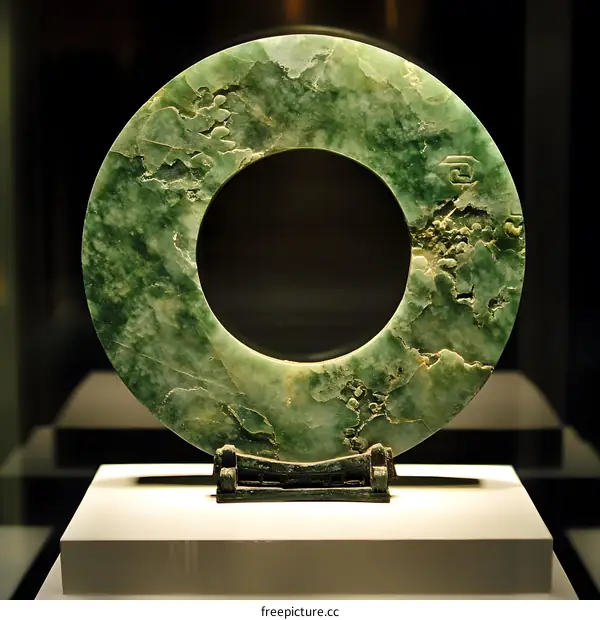 Ancient Jade Disk Artifact on Display