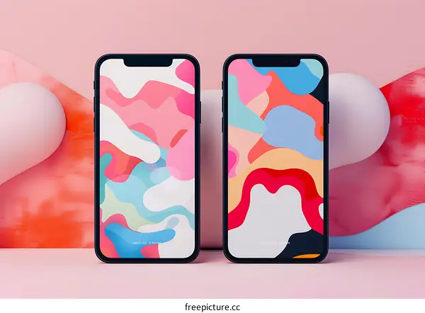 Abstract Phone Mockup With Colorful Background