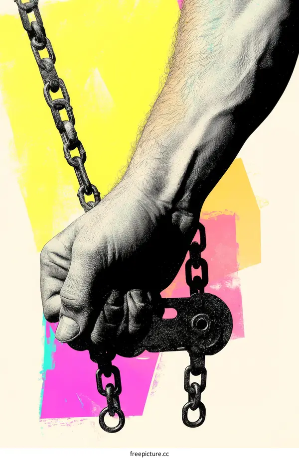 Handcuffed Man Illustration of Chains