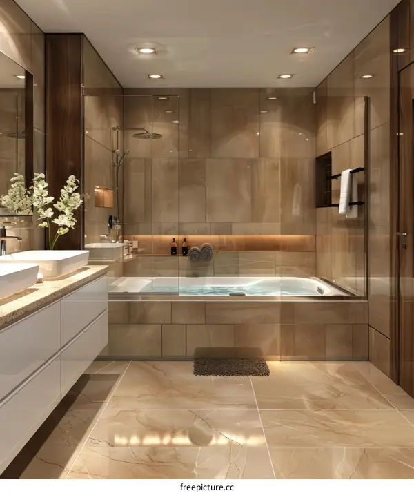 Luxury Modern Bathroom Design with Bathtub