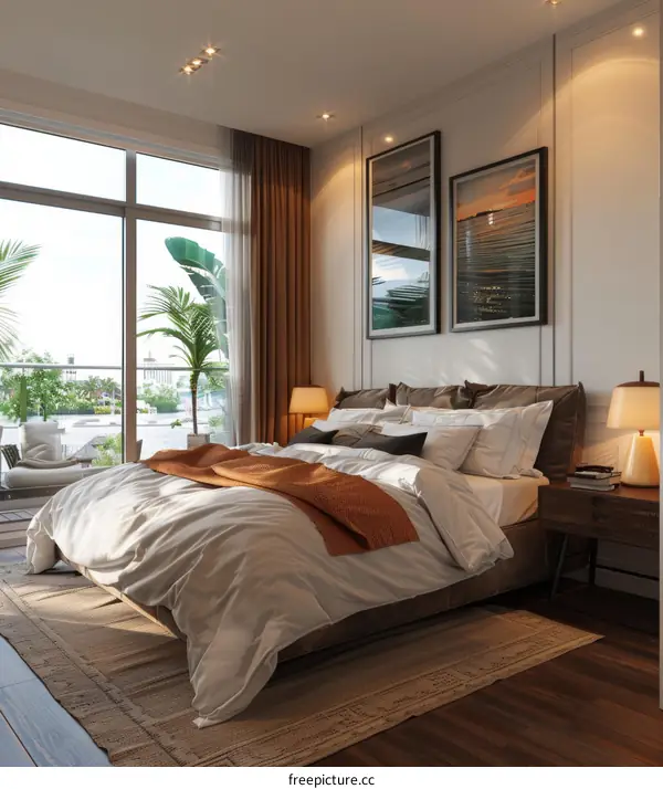 Modern Bedroom Interior Design with Large Windows