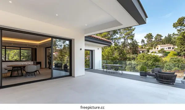 Modern Exterior Balcony with a View