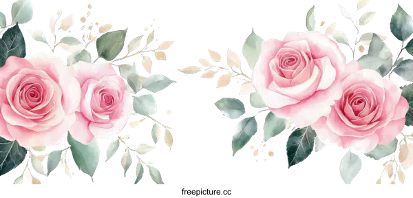 [Transparent Background PNG]Delicate Watercolor Rose Bouquet Illustration