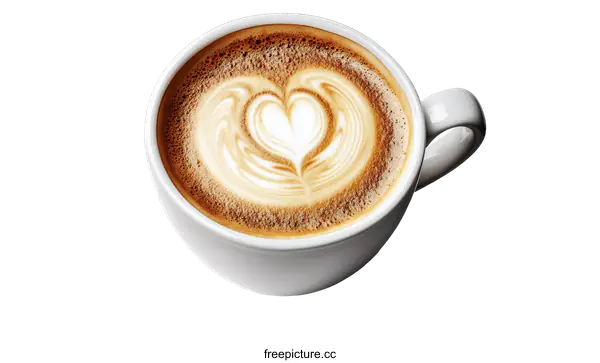 [Transparent Background PNG]Heart Latte Art in White Mug
