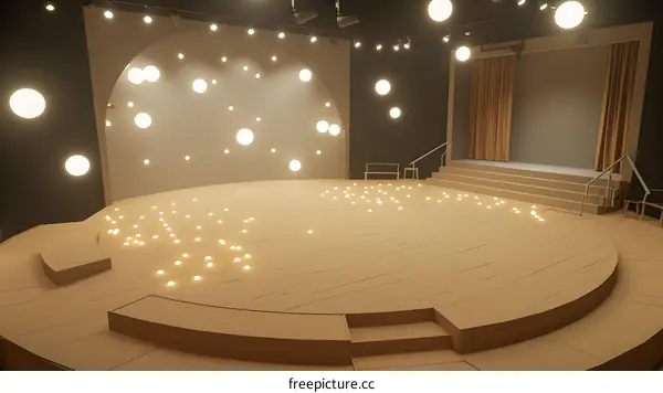 Empty Stage with Lights and Curtains