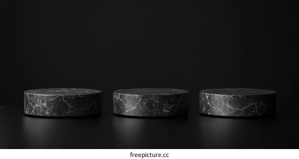 Three Dark Marble Platforms Product Display