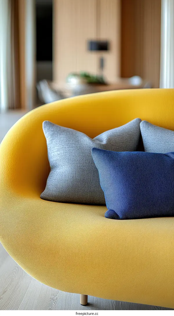 Modern Yellow Sofa with Cushions