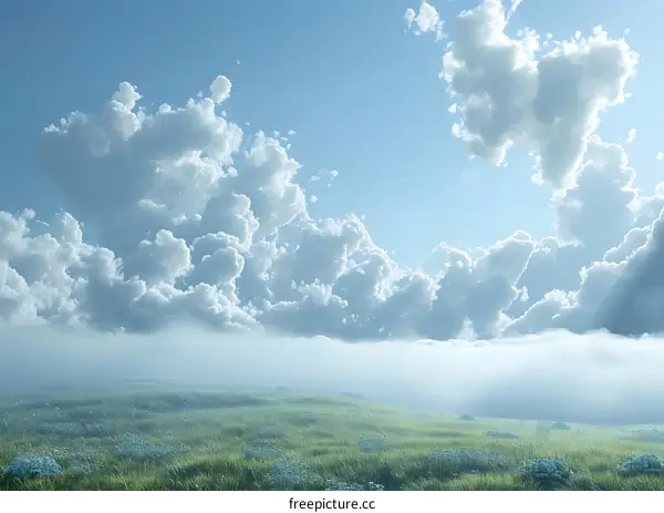 Green rolling hills under a blue sky with white clouds