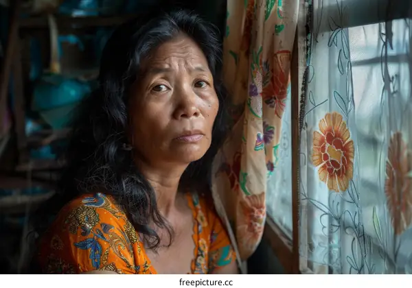 Portrait of a Rohingya woman in a refugee camp in Bangladesh