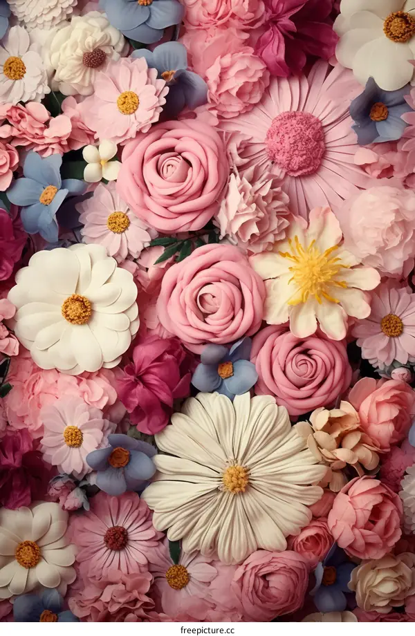 Pink and white flowers background