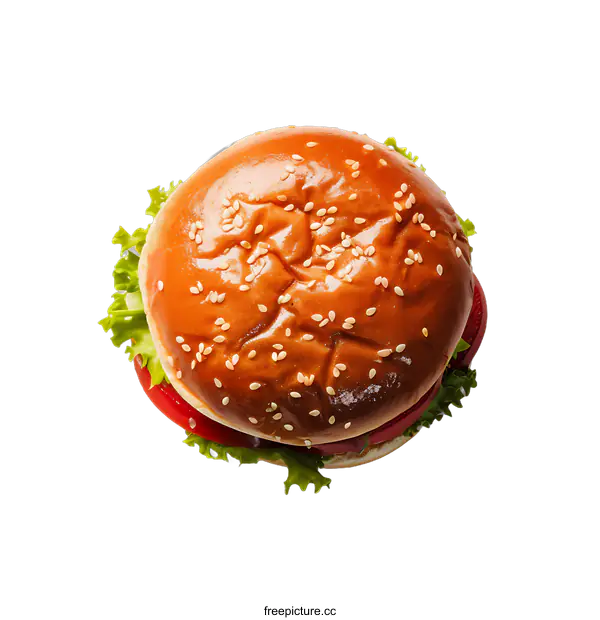 [Transparent Background PNG]Close Up Of A Sesame Seed Bun Burger On transparent background