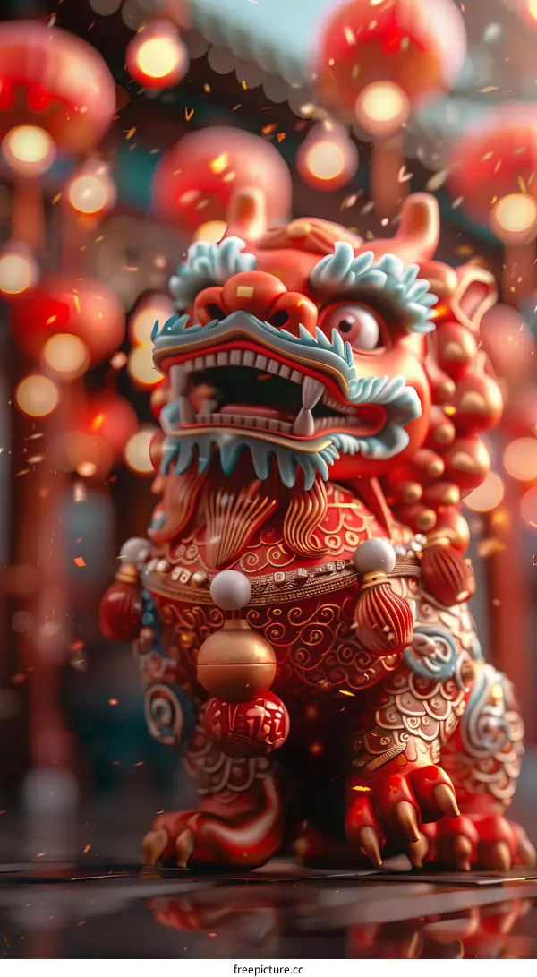 Chinese lion dance to celebrate Lantern Festival
