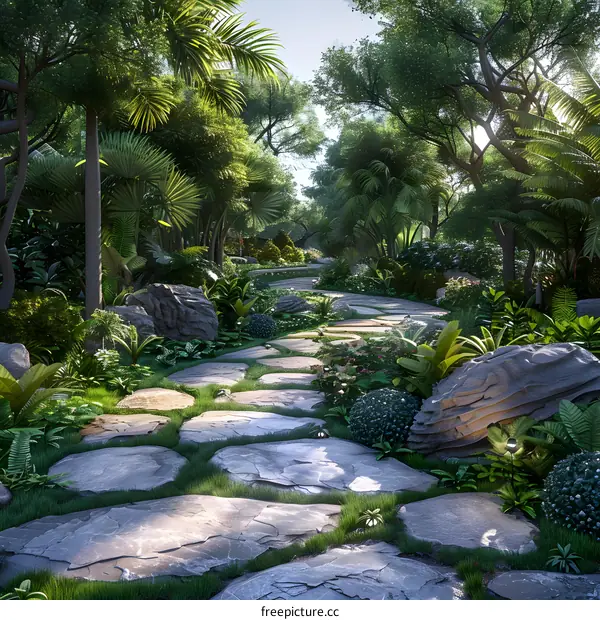 A lush tropical rainforest landscape design