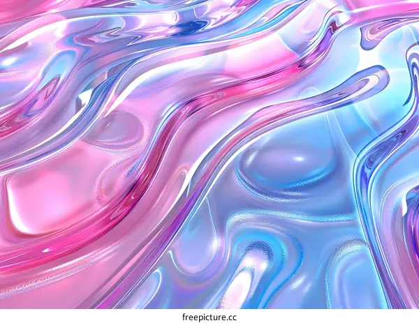 Abstract Shiny Pink and Blue Liquid Swirls Background