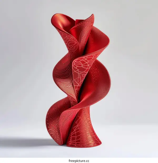 3D rendering of a red flower made of intertwined petals