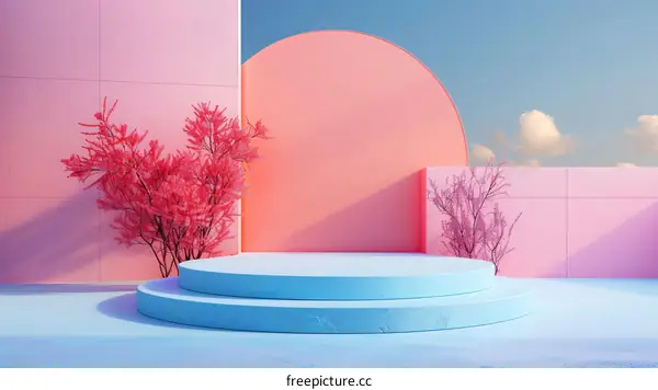 Pastel Pink and Blue Minimalist Product Display